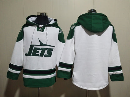 Men's Breece Hall New York Jets Legacy White Ageless Must-Have Lace-Up Pullover Hoodie