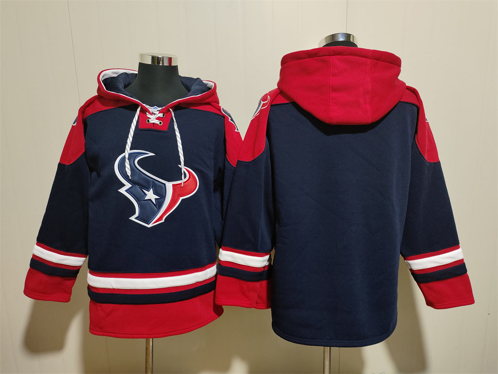 Men's C.J. Stroud Houston Texans Navy Jersey Ageless Must-Have Lace-Up Pullover Hoodie