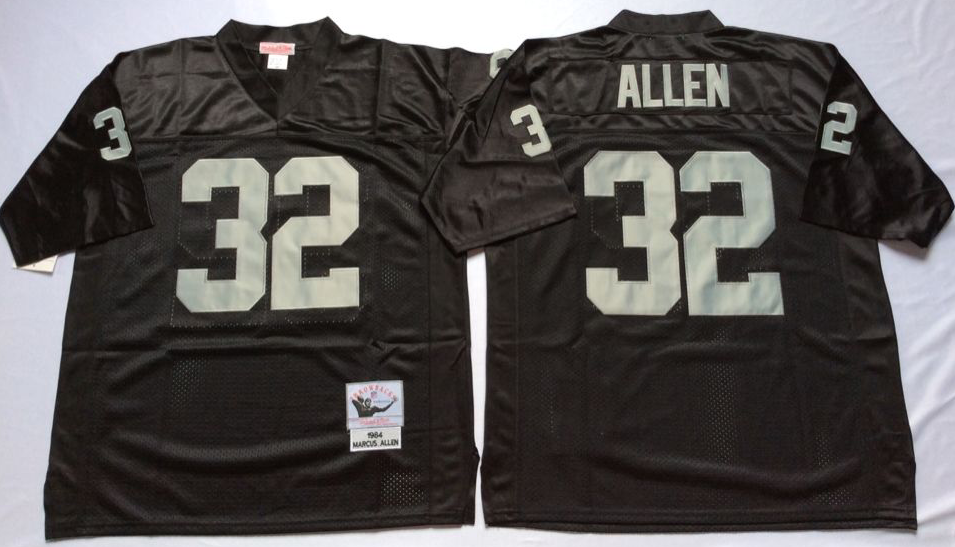 Men's Marcus Allen #32 Oakland Raiders White Black Vintage Stitched Football Jersey
