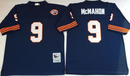 Men's Jim McMahon #9 Chicago Bears White Navy Vintage Stitched Football Jersey