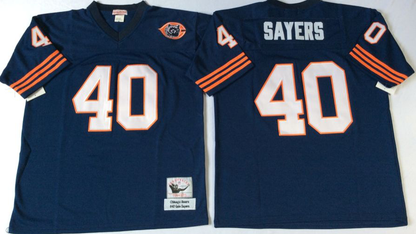 Men's Gale Sayers #40 Chicago Bears White Navy Vintage Stitched Football Jersey