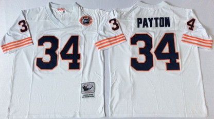 Men's Walter Payton #34 Chicago Bears White Navy Vintage Stitched Football Jersey