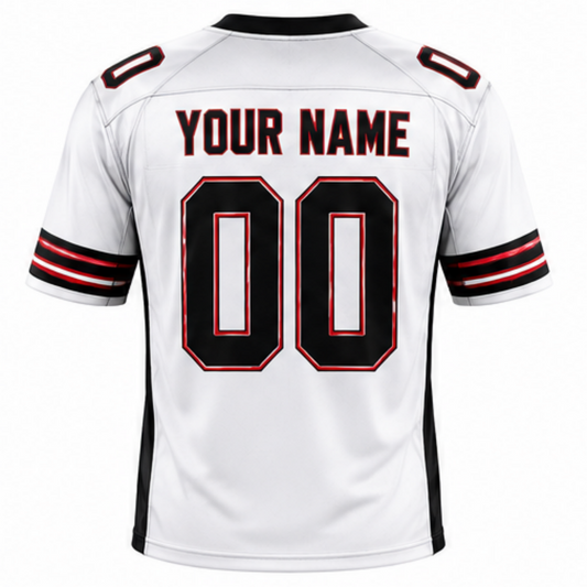 Custom White Football Jersey Back View
