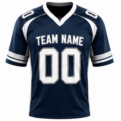 Custom Navy Blue Football Jersey Front View