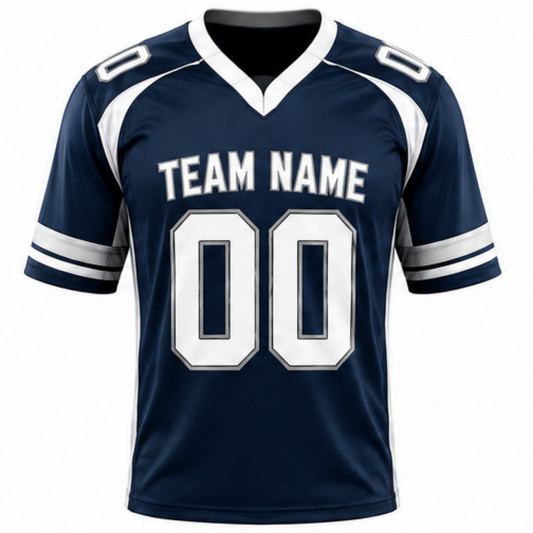 Custom Navy Blue Football Jersey Front View