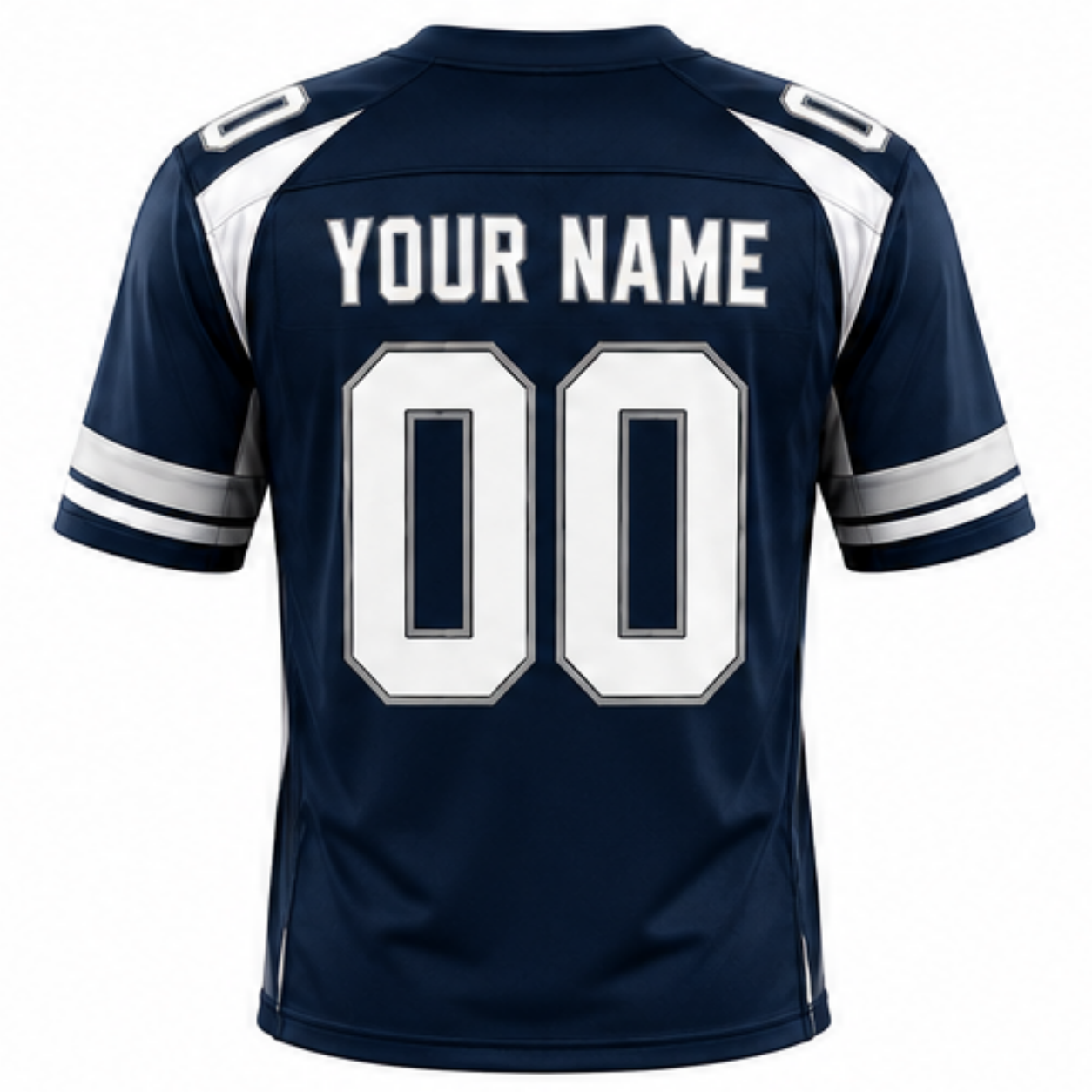 Custom Navy Blue Football Jersey Back View