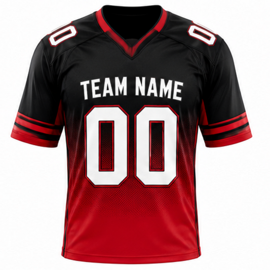 Custom Black Red Gradient Football Jersey Front View