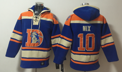 Men's Bo Nix Denver Broncos Royal Ageless Must-Have Lace-Up Pullover Hoodie
