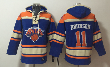 Men's Jalen Brunson New York Knicks Blue Ageless Must-Have Lace-Up Pullover Hoodie