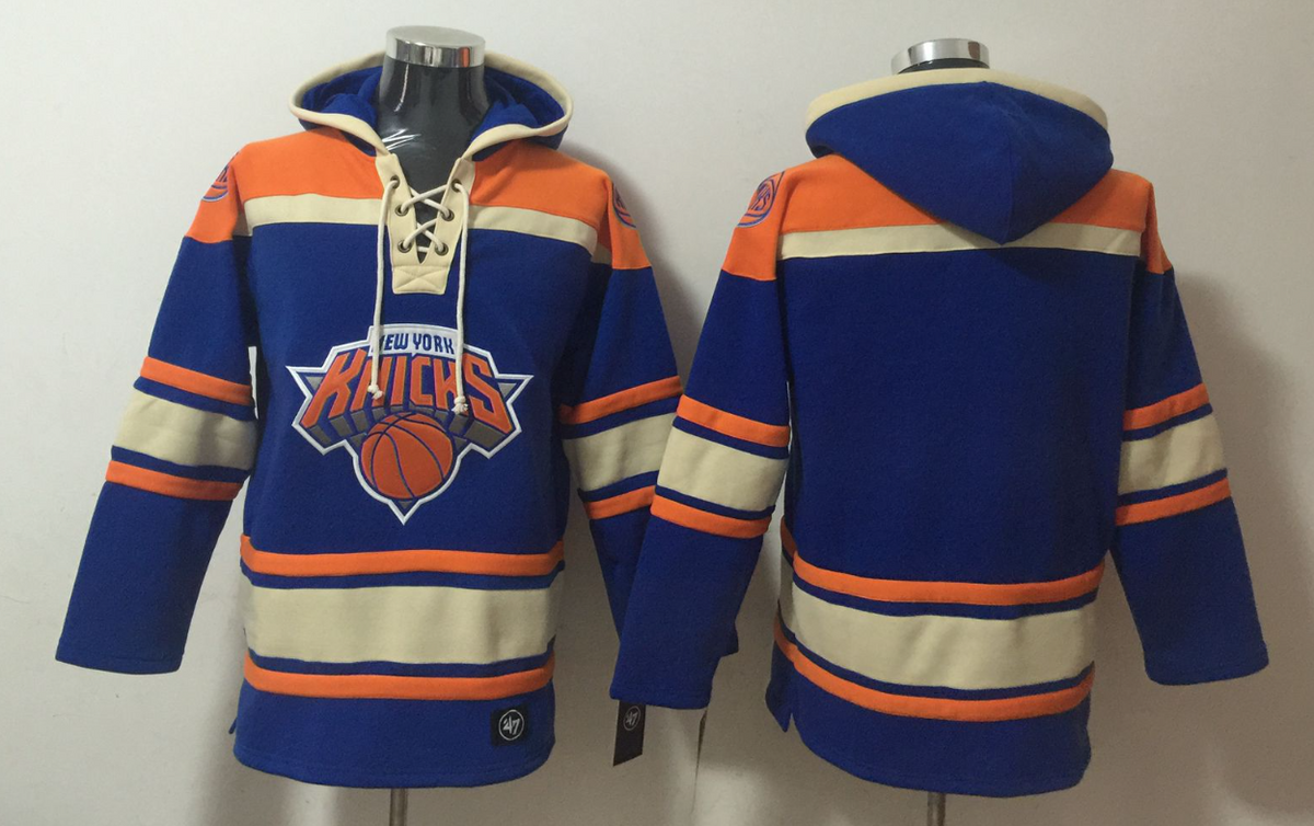 Men's Jalen Brunson New York Knicks Blue Ageless Must-Have Lace-Up Pullover Hoodie