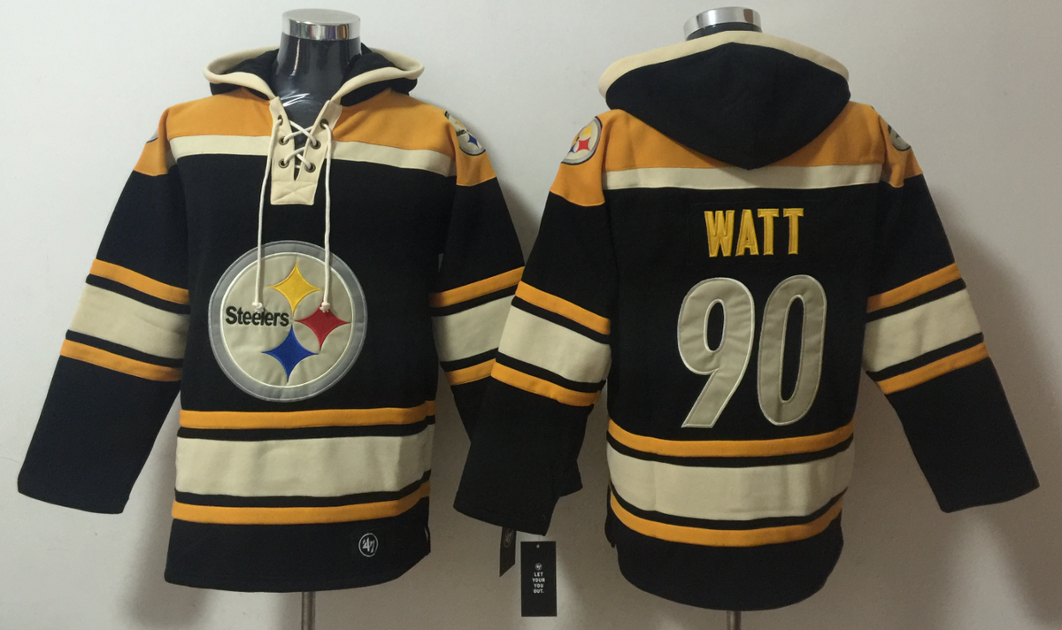 Men's T.J. Watt Pittsburgh Steelers Black Ageless Must-Have Lace-Up Pullover Hoodie