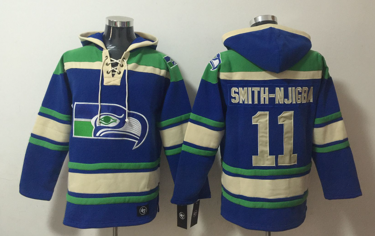 Men's Jaxon Smith-Njigba Seattle Seahawks Navy Ageless Must-Have Lace-Up Pullover Hoodie