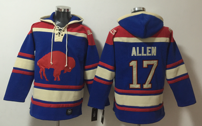 Men's Josh Allen Buffalo Bills Royal Ageless Must-Have Lace-Up Pullover Hoodie