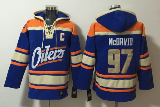 Men's Connor McDavid Edmonton Oilers Royal Ageless Must-Have Lace-Up Pullover Hoodie