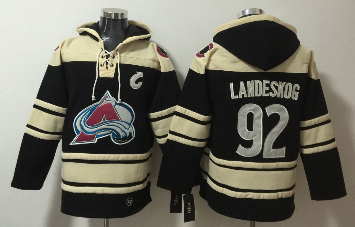 Men's Nathan MacKinnon Colorado Avalanche Black Ageless Must-Have Lace-Up Pullover Hoodie