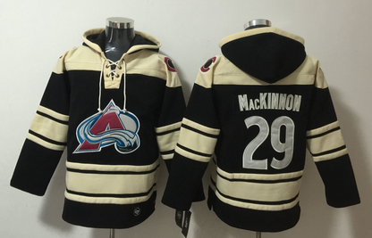 Men's Nathan MacKinnon Colorado Avalanche Black Ageless Must-Have Lace-Up Pullover Hoodie