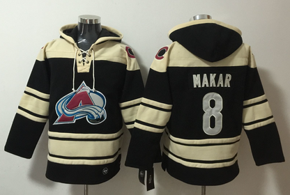 Men's Nathan MacKinnon Colorado Avalanche Black Ageless Must-Have Lace-Up Pullover Hoodie