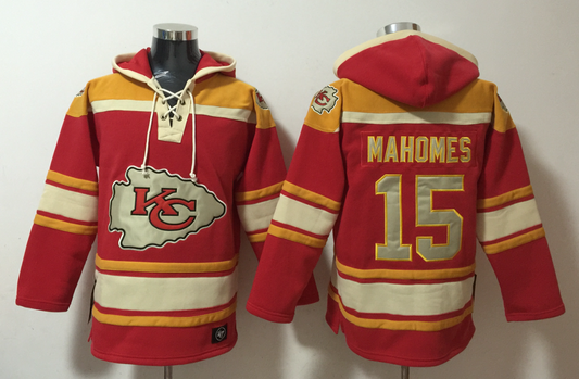 Men's Patrick Mahomes Kansas City Chiefs Red Ageless Must-Have Lace-Up Pullover Hoodie