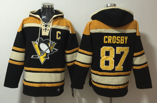 Men's Sidney Crosby Pittsburgh Penguins Black Ageless Must-Have Lace-Up Pullover Hoodie