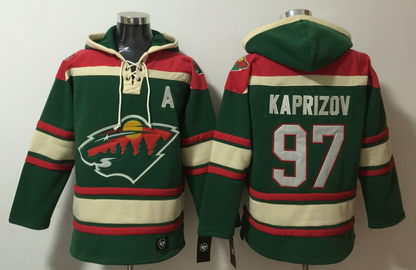 Men's Kirill Kaprizov Minnesota Wild Green Ageless Must-Have Lace-Up Pullover Hoodie
