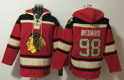 Men's Connor Bedard Chicago Blackhawks Red Ageless Must-Have Lace-Up Pullover Hoodie