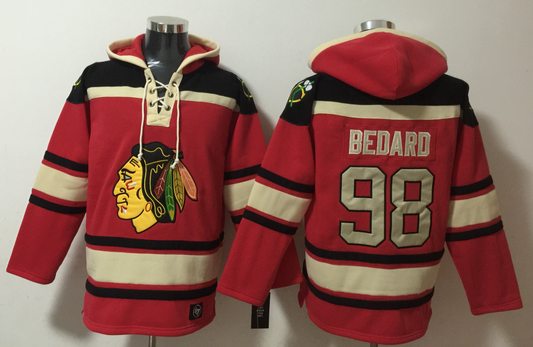 Men's Connor Bedard Chicago Blackhawks Red Ageless Must-Have Lace-Up Pullover Hoodie