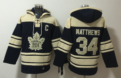 Men's Auston Matthews Toronto Maple Leafs Black Ageless Must-Have Lace-Up Pullover Hoodie