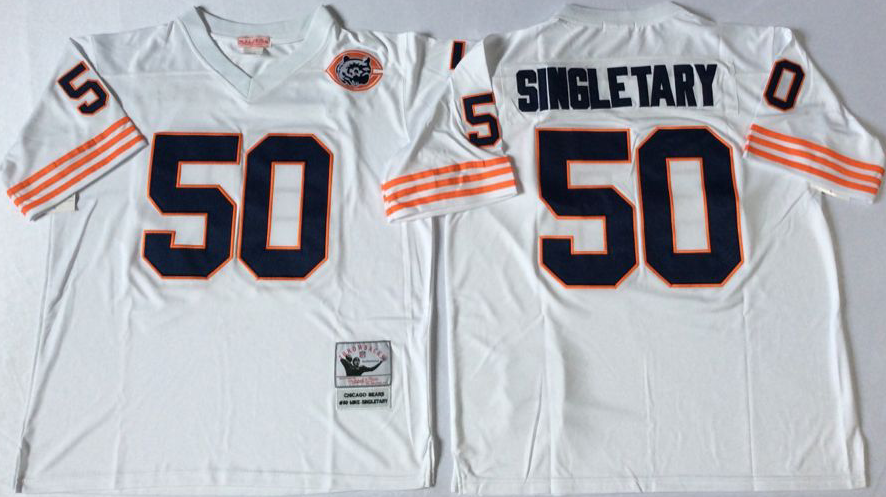 Men's Mike Singletary #50 Chicago Bears White Navy Vintage Stitched Football Jersey