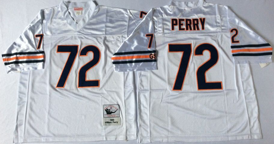 Men's William Perry #72 Chicago Bears White Navy Vintage Stitched Football Jersey