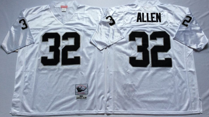 Men's Marcus Allen #32 Oakland Raiders White Black Vintage Stitched Football Jersey