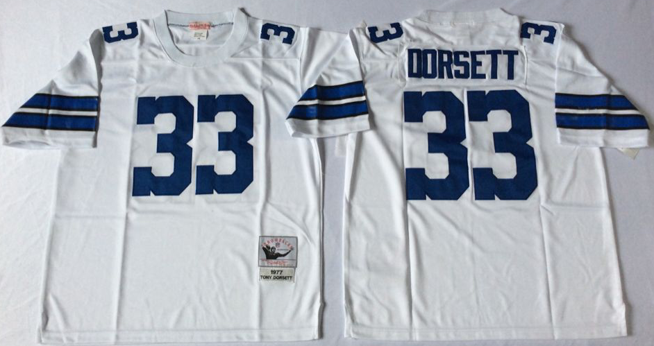 Men's Tony Dorsett #33 Dallas Cowboys White Navy Vintage Stitched Football Jersey