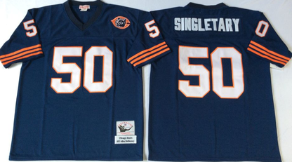 Men's Mike Singletary #50 Chicago Bears White Navy Vintage Stitched Football Jersey