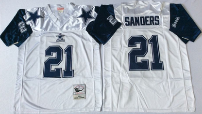 Men's Deion Sanders #21 Dallas Cowboys White Navy Vintage Stitched Football Jersey