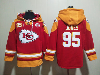Men's Patrick Mahomes Kansas City Chiefs Red Jersey Ageless Must-Have Lace-Up Pullover Hoodie