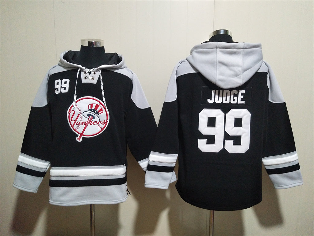 Men's Derek Jeter Yankees Black Jersey Ageless Must-Have Lace-Up Pullover Hoodie