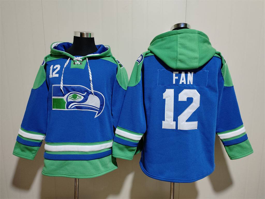 Men's Cooper Kupp Devon Witherspoon 12s Seattle Seahawks Royal Jersey Ageless Must-Have Lace-Up Pullover Hoodie