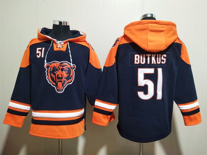Men's Walter Payton Chicago Bears Navy Ageless Must-Have Lace-Up Pullover Hoodie