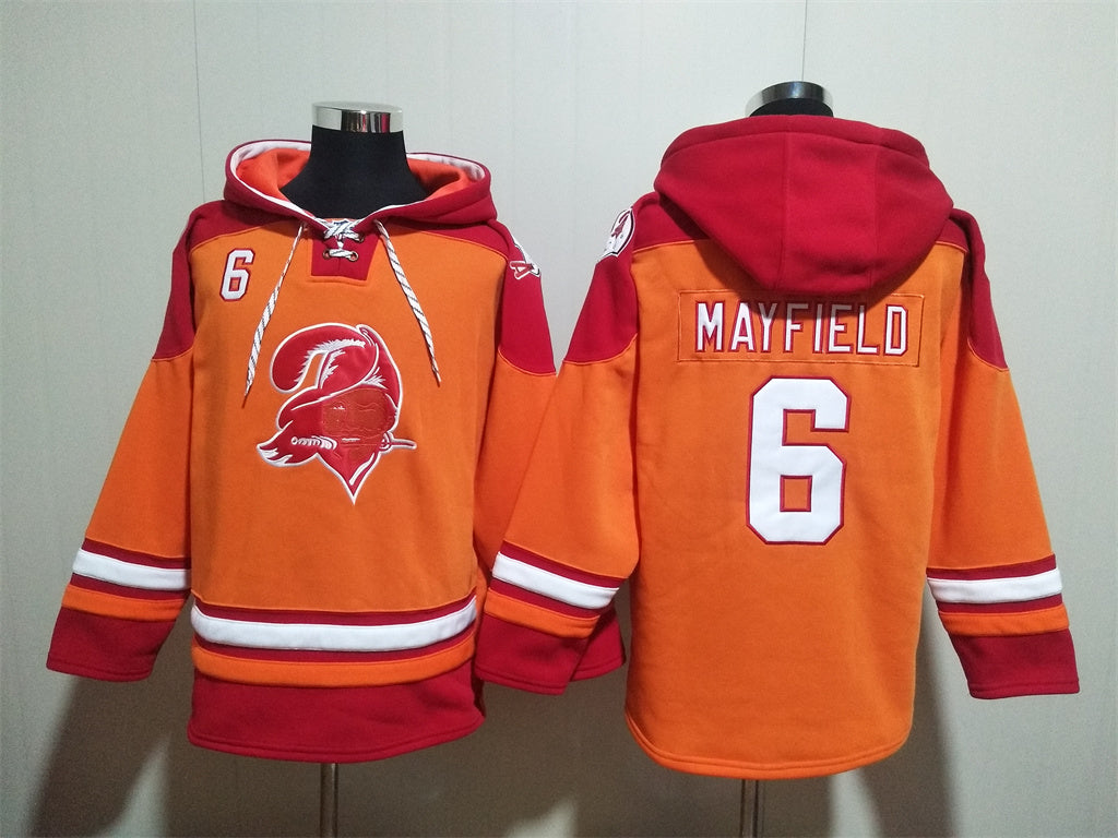 Men's Baker Mayfield Tampa Bay Buccaneers Creamsicle Ageless Must-Have Lace-Up Pullover Hoodie
