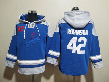 Men's Dodgers Royal Jersey Ageless Must-Have Lace-Up Pullover Hoodie