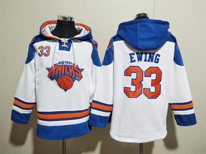 Men's Jalen Brunson New York Knicks Blank White Pullover Hoodie