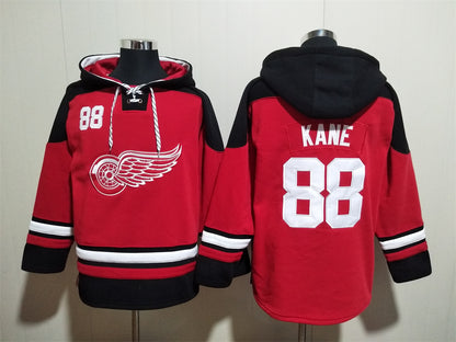 Men's Alex DeBrincat Detroit Red Wings Red Jersey Ageless Must-Have Lace-Up Pullover Hoodie