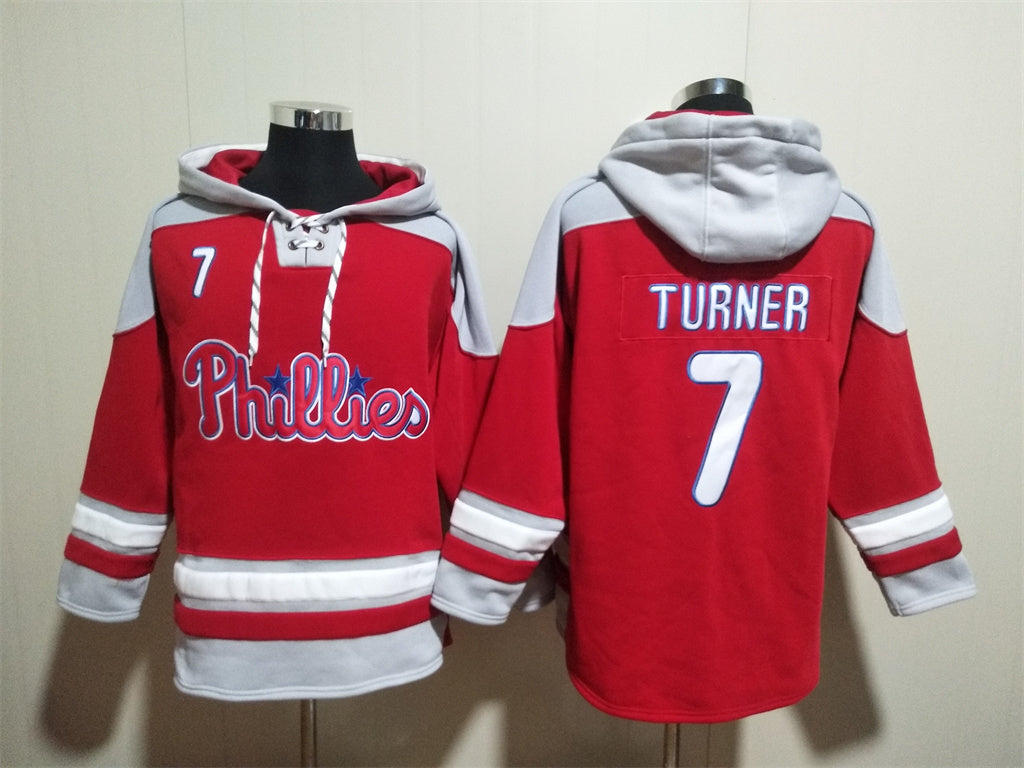 Men's Philadelphia Phillies Red Jersey Ageless Must-Have Lace-Up Pullover Hoodie
