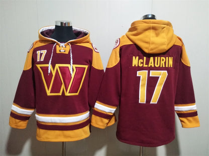 Men's Sean Taylor Terry McLaurin Washington Commanders Burgundy Ageless Must-Have Lace-Up Pullover Hoodie
