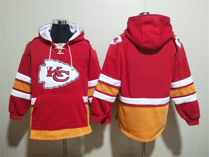 Men's Patrick Mahomes Kansas City Chiefs Red Jersey Ageless Must-Have Pocket Lace-Up Pullover Hoodie