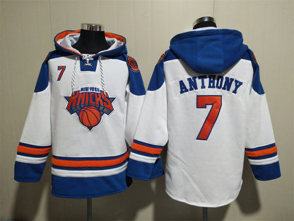 Men's Jalen Brunson New York Knicks Blank White Pullover Hoodie