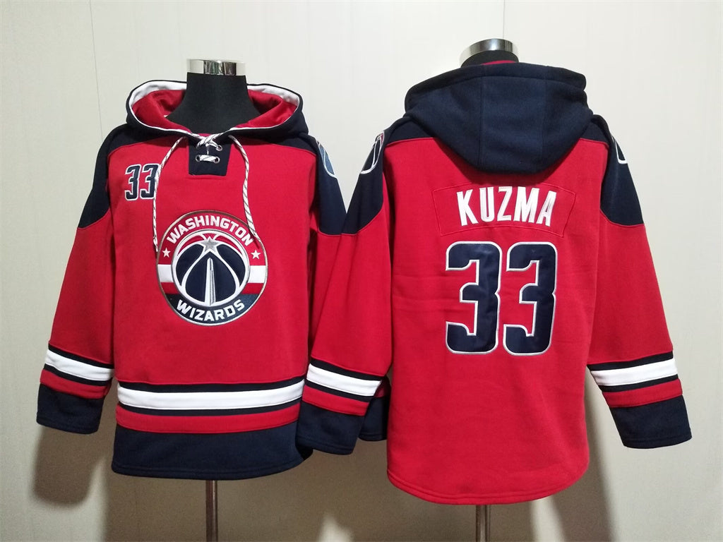 Men's Jordan Poole Washington Wizards Red Ageless Must-Have Lace-Up Pullover Hoodie