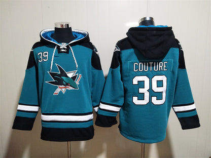 Men's Logan Couture San Jose Sharks Teal Jersey Ageless Must-Have Lace-Up Pullover Hoodie