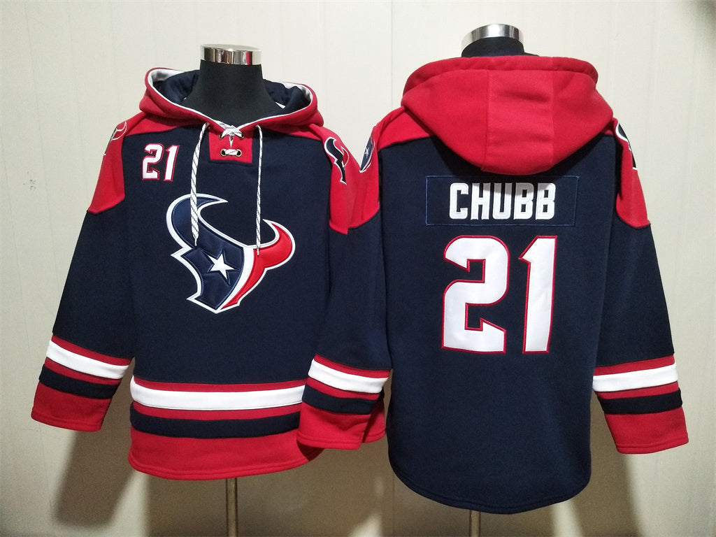 Men's C.J. Stroud Houston Texans Navy Jersey Ageless Must-Have Lace-Up Pullover Hoodie
