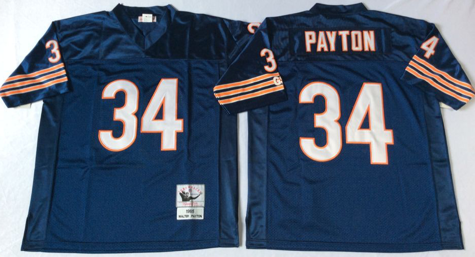 Men's Walter Payton #34 Chicago Bears White Navy Vintage Stitched Football Jersey