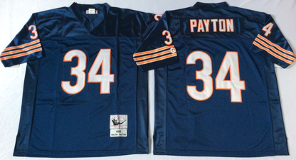 Men's Walter Payton #34 Chicago Bears White Navy Vintage Stitched Football Jersey